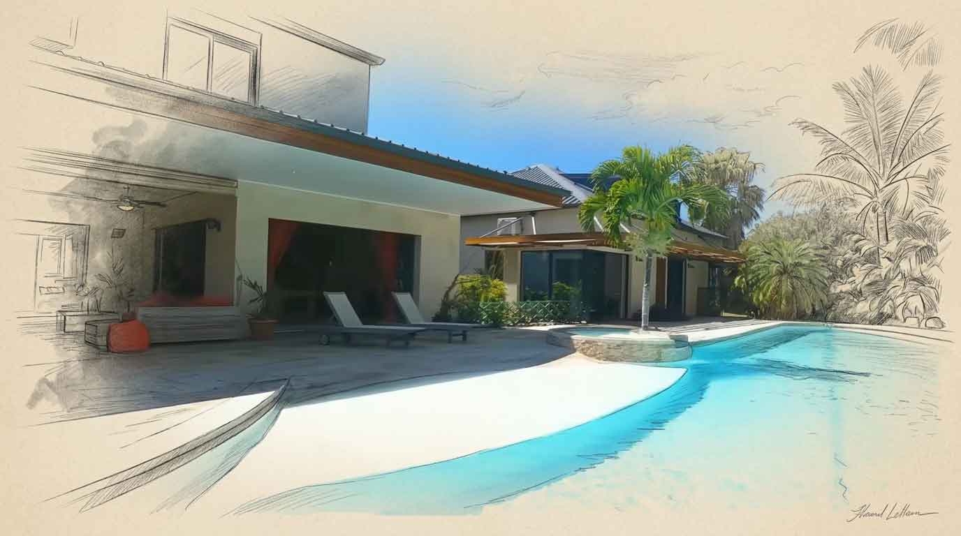 La piscine et terrasse